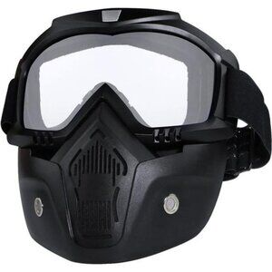 Motorcycle Helmet Riding Goggles Glasses with Removable Face Mask (White)